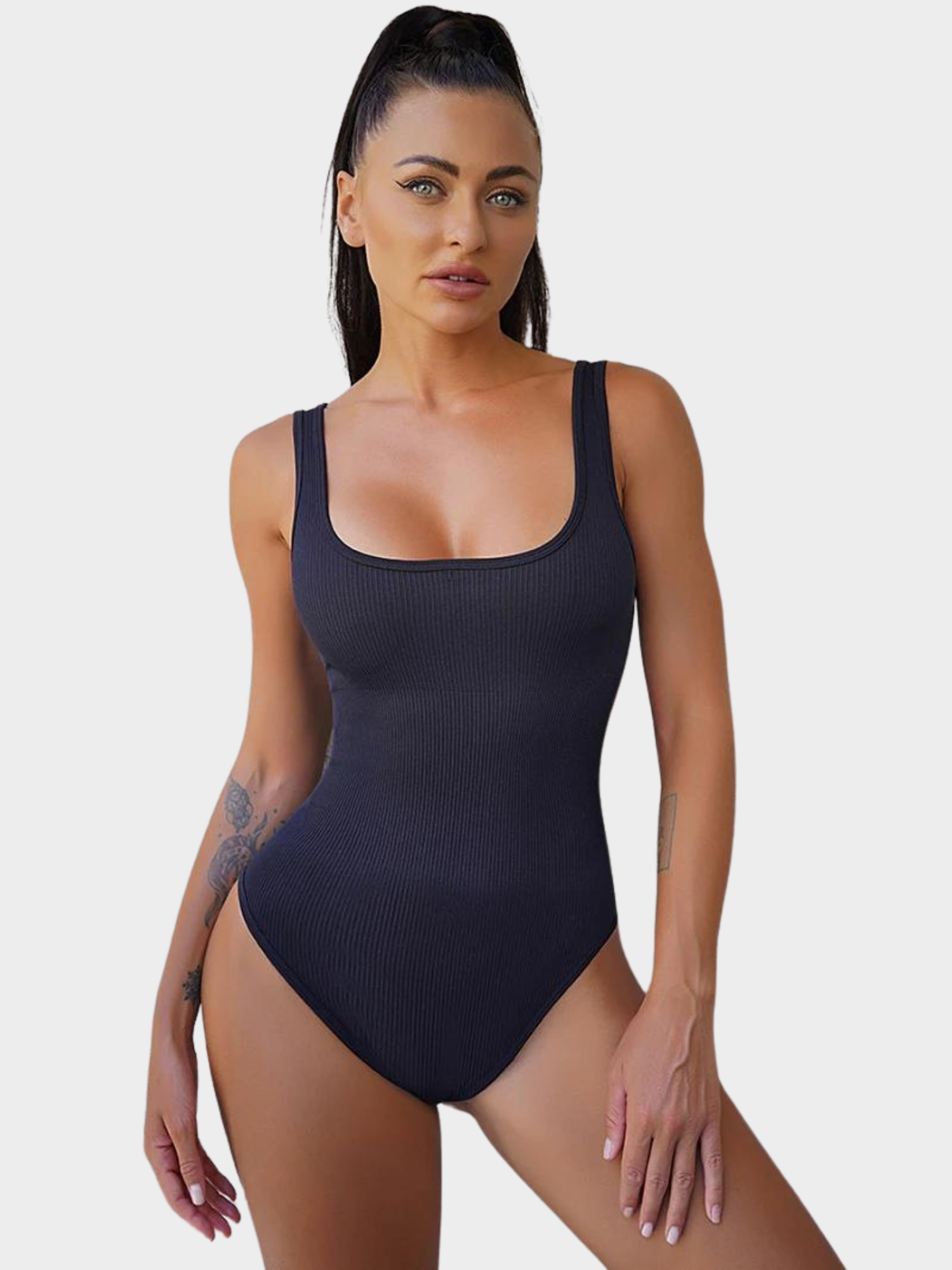 Body Modelador Suit Regata Canelado Vivella Confort com Bojo Removível
