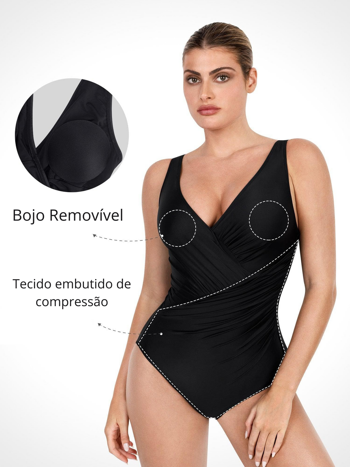 Maiô Modelador Vivella Juliana Com Decote em V Profundo - FULL