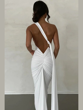 Vestido Longo Maxi de Um Ombro Só e Costas Abertas Vivella Natalie - FULL