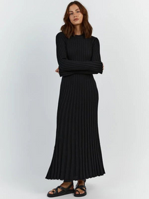 Vestido Midi de Malha com Gola Redonda e Mangas Vivella Veneza