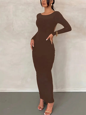 Vestido Manga Longa Costas Aberta Empina Bumbum Vivella Natalie