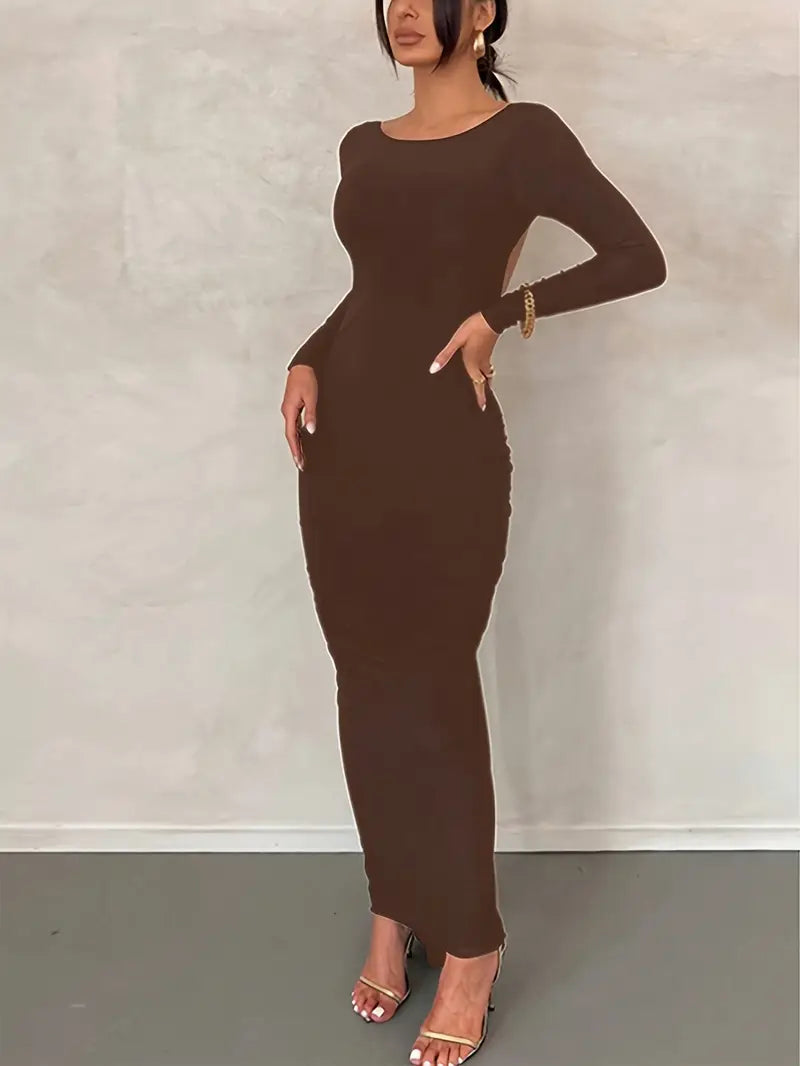 Vestido Manga Longa Costas Aberta Empina Bumbum Vivella Natalie