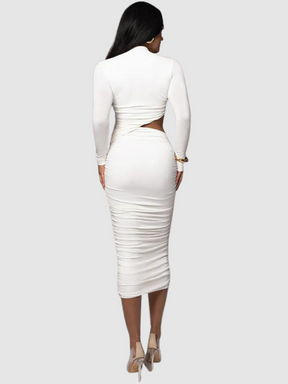 Vestido Mid Justo Modelador de Manga Longa Vivella Késia