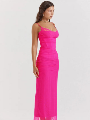 Vestido Longo com Espartilho em Camada Dupla de Tule Vivella Luxury - GOLDEN ERA