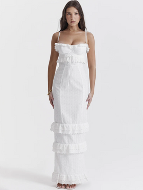 Vestido Longo com Babados Vivella Laise Lolla - GOLDEN ERA
