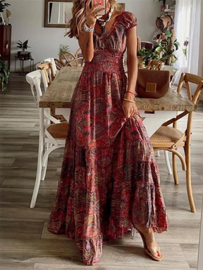 Vestido Vintage Maxi com Elástico na Cintura Vivella Ana