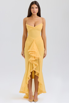 Vestido Longo com Babados Vivella Valência - GOLDEN ERA