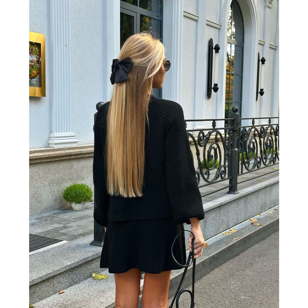 Conjunto Tricot Saia Godê e Blusa Manga Bufante Vivella Luiza