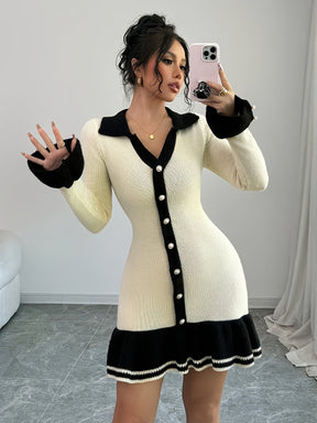 Vestido Curto Manga Comprida com Botões Vivella Giulietta