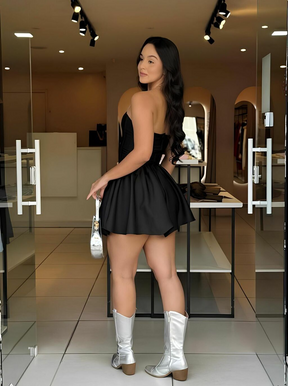 Vestido Curto Corset com Amarrações Vivella Yasmin