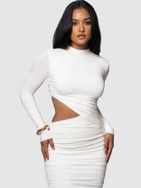 Vestido Mid Justo Modelador de Manga Longa Vivella Késia