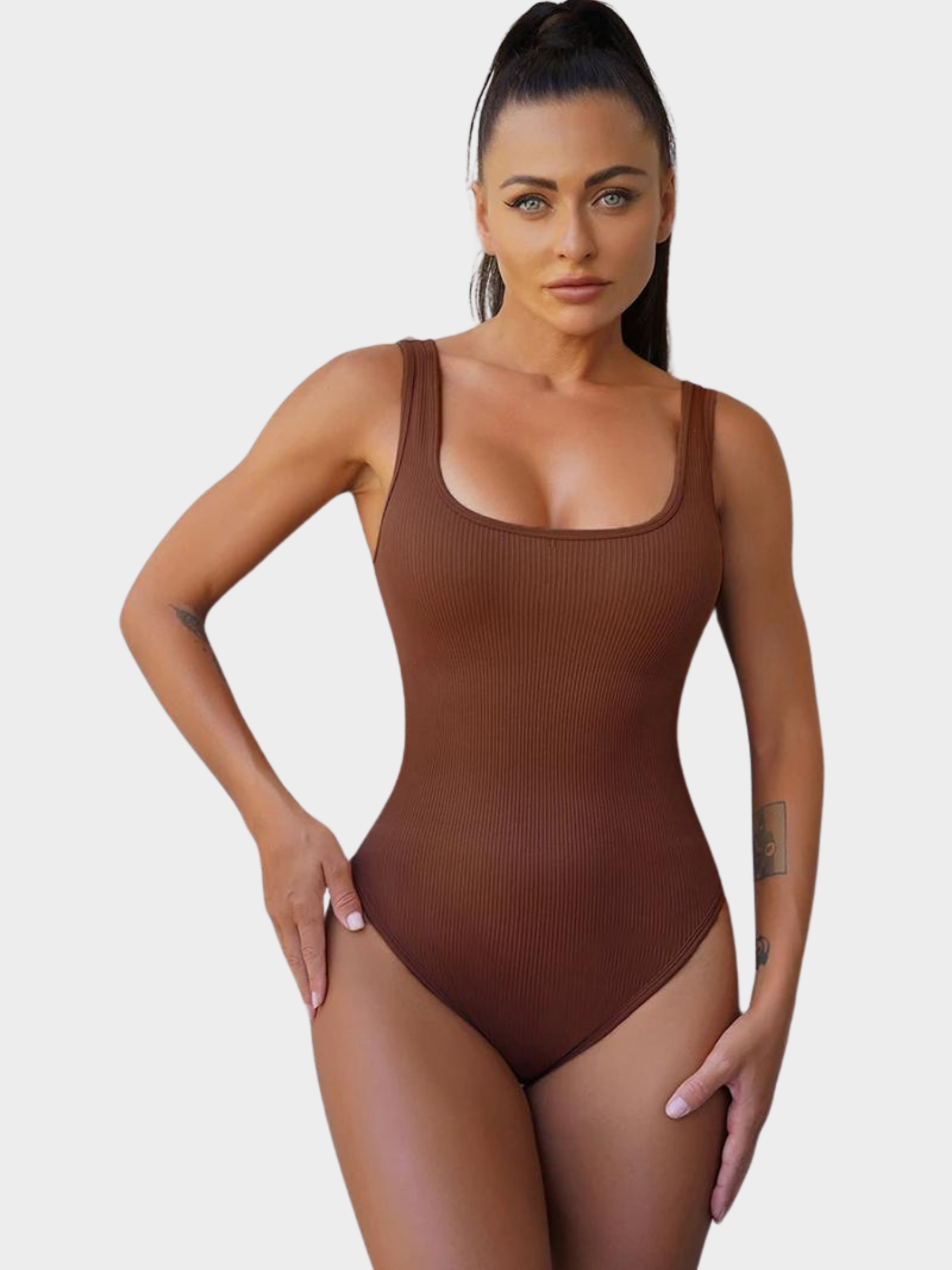 Body Modelador Suit Regata Canelado Vivella Confort com Bojo Removível