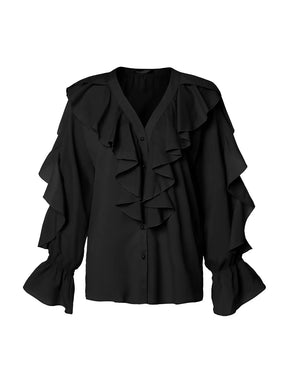Camisa Feminina com Babados Boho Chique Vivella Maribel