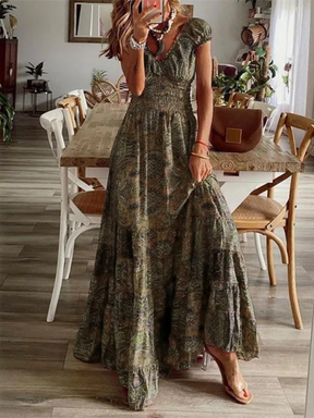 Vestido Vintage Maxi com Elástico na Cintura Vivella Ana