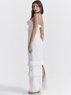 Vestido Longo com Babados Vivella Laise Lolla - GOLDEN ERA