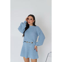 Conjunto Tricot Saia Godê e Blusa Manga Bufante Vivella Luiza