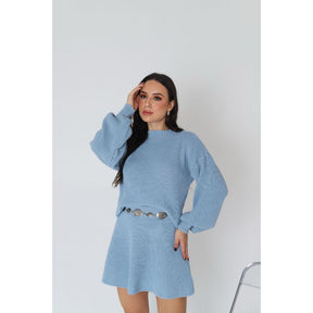 Conjunto Tricot Saia Godê e Blusa Manga Bufante Vivella Luiza