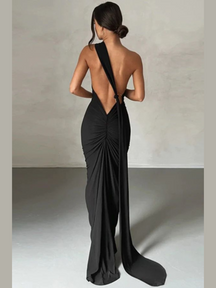 Vestido Longo Maxi de Um Ombro Só e Costas Abertas Vivella Natalie - FULL
