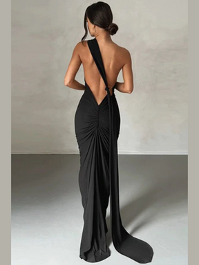 Vestido Longo Maxi de Um Ombro Só e Costas Abertas Vivella Natalie - FULL