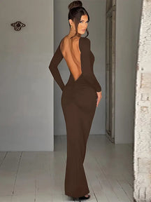 Vestido Manga Longa Costas Aberta Empina Bumbum Vivella Natalie