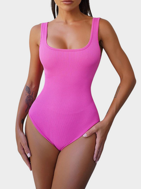 Body Modelador Suit Regata Canelado Vivella Confort com Bojo Removível