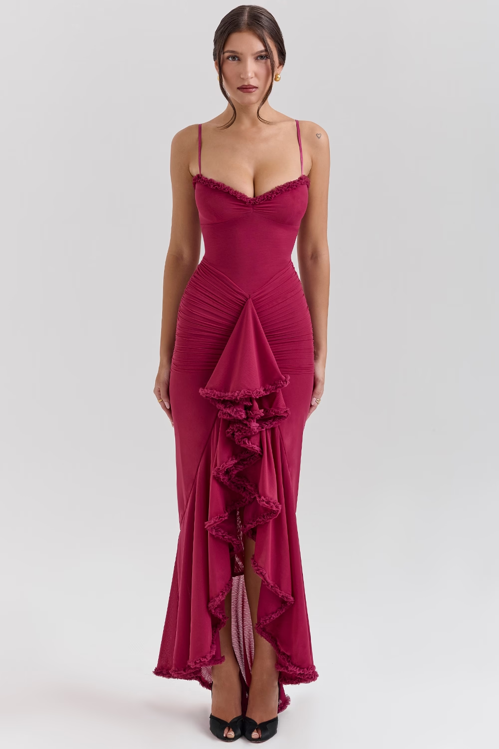 Vestido Longo com Babados Vivella Valência - GOLDEN ERA
