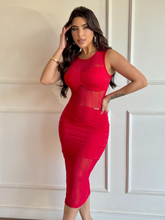 Vestido Midi com Transparência Vivella Olívia - FULL