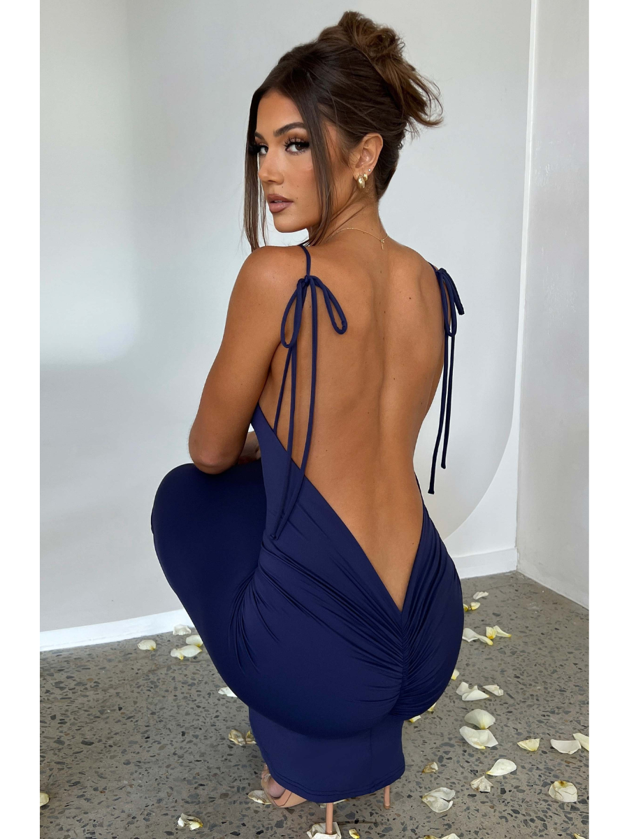 Vestido Longo Costas Aberta Vivella Sanya Azul - FULL