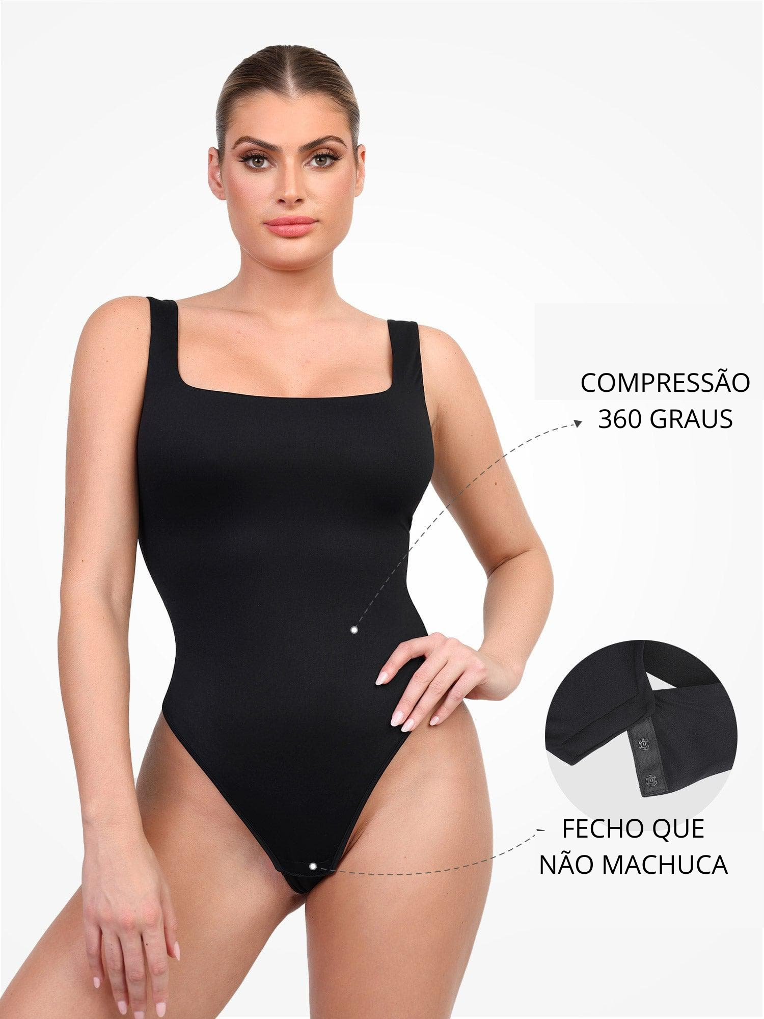 Body Suit Modelador Tanga Fio de Corte Alto Vivella - Spandex Premium