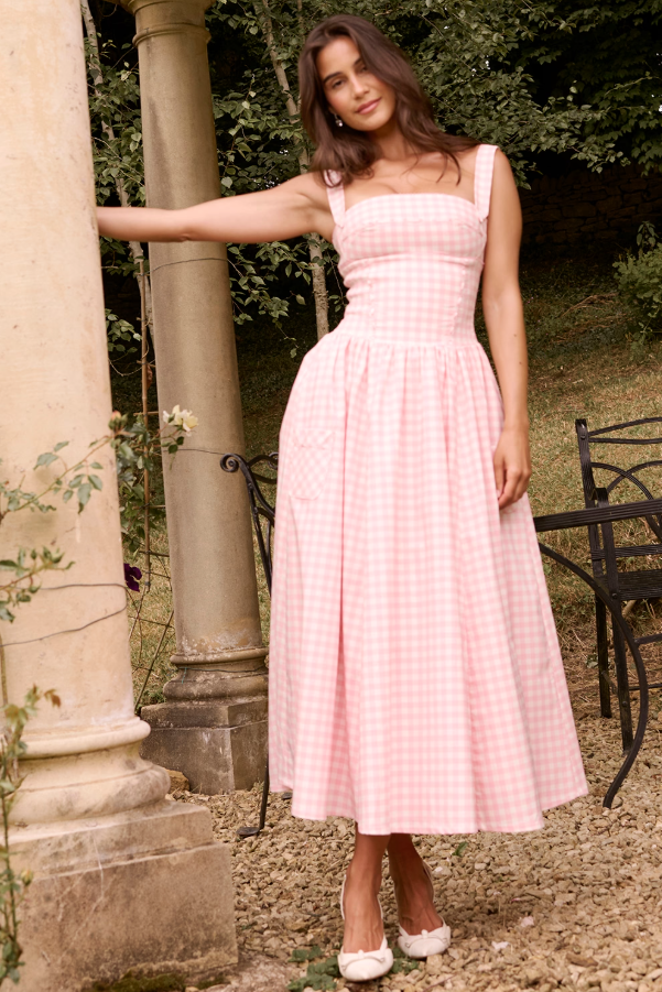 Vestido Midi Xadrez Vivella Farm - GOLDEN ERA