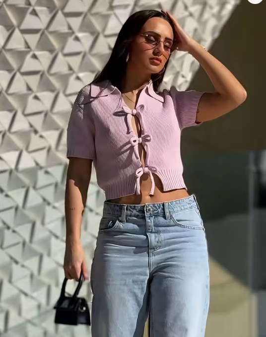Blusa Tricô Manga Curta Vivella Elodie