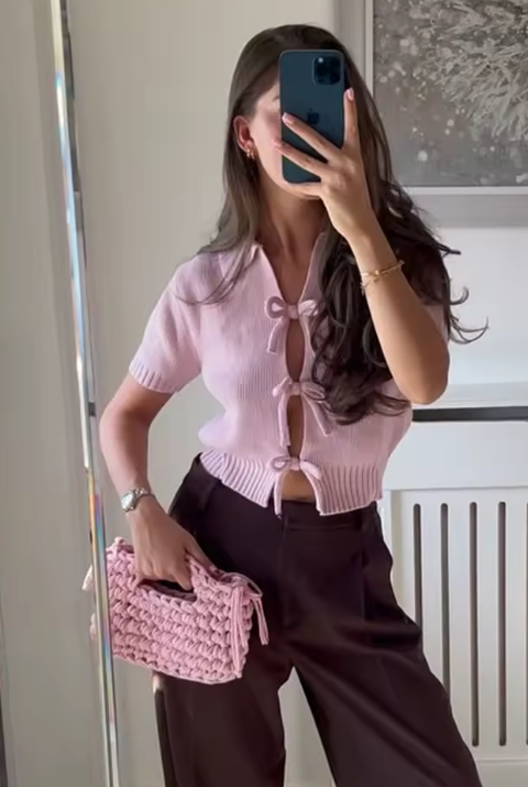 Blusa Tricô Manga Curta Vivella Elodie