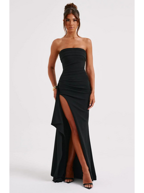 Vestido Longo Sem Alças com Fenda Vivella Elizabeth