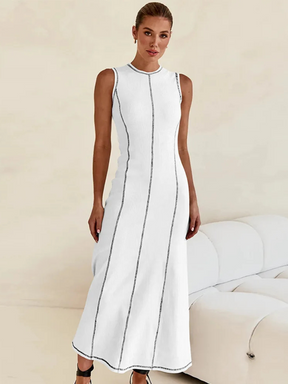 Vestido Midi de Malha Sem Mangas Vivella Eleganza