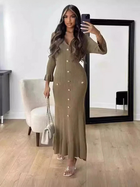 Vestido Manga Longa Flare Tricô Modal Vivella Arilene