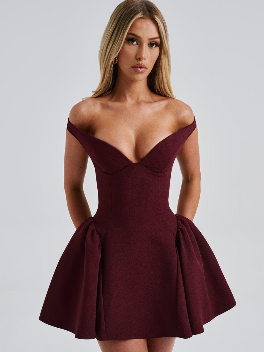 Vestido Curto Ombro a Ombro Vivella Grace