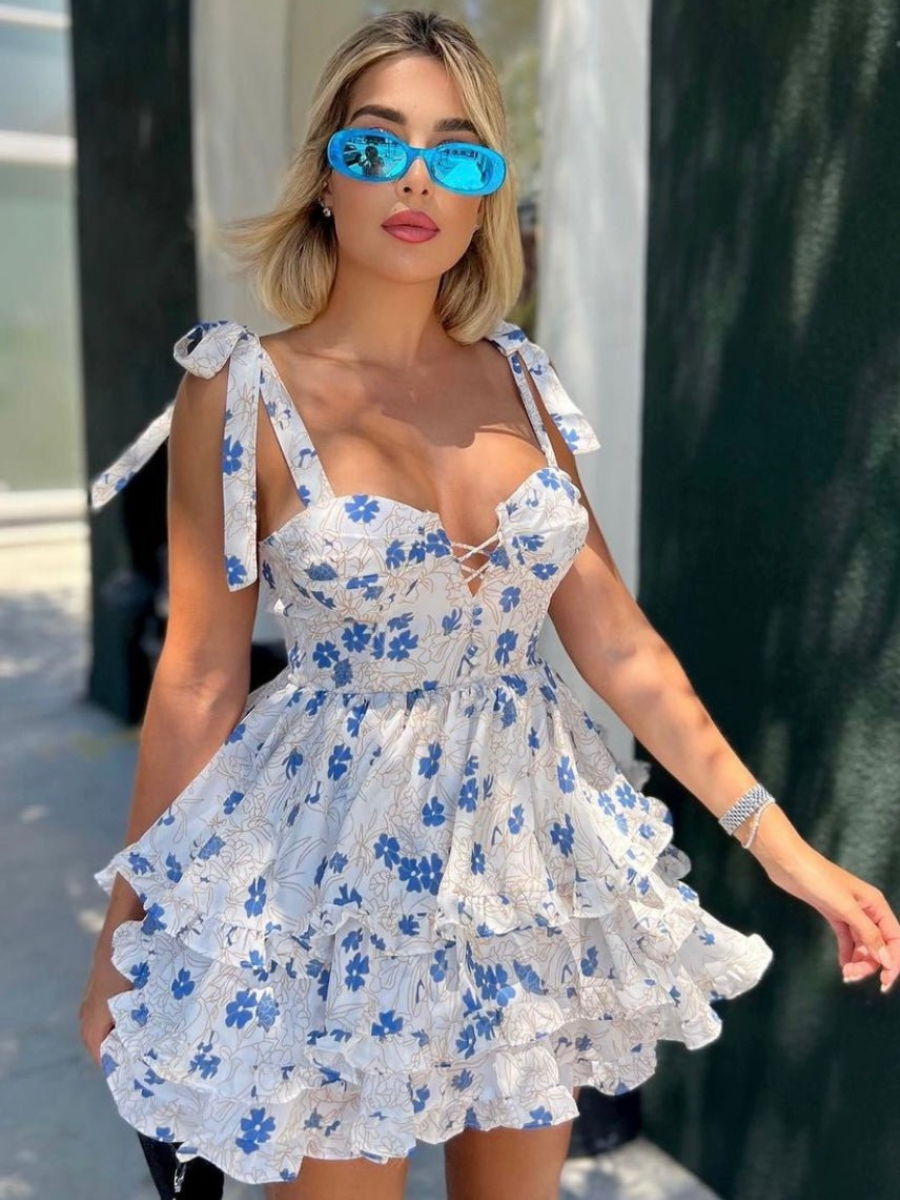 Vestido Curto Com Babados Vivella Flora