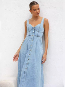 Vestido Midi Jeans Vivella Gaya