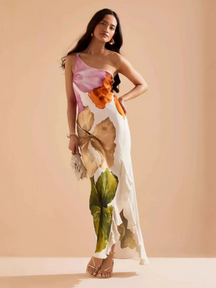 Vestido Longo Assimétrico Floral Vivella Duna