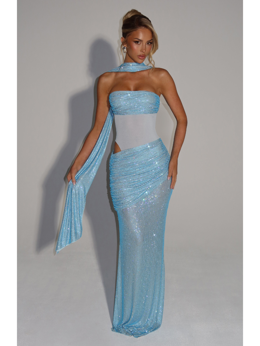 Vestido Longo Sem Alças Brilhante Vivella Siren