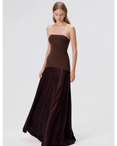 Vestido Longo Sem Alças Saia em Cetim Vivella Elysia