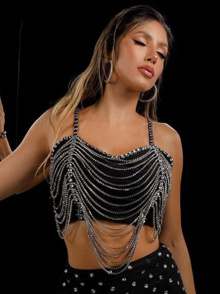 Cropped Com Strass e Pedraria Vivella Deluxe - FULL