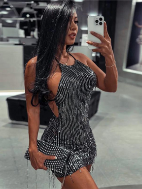 Vestido Curto de Paetê Vivella Paola
