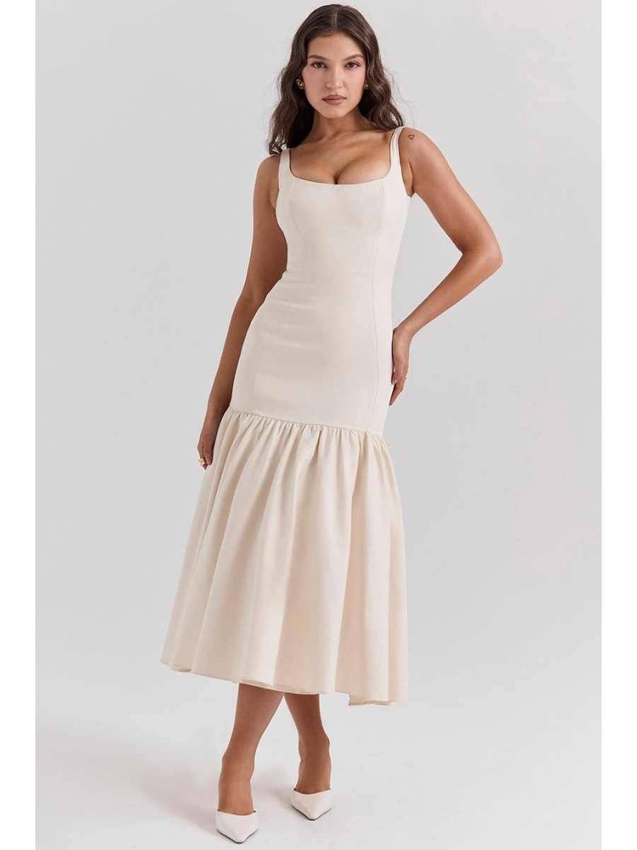 Vestido Midi com Babado Vivella Magda - GOLDEN ERA
