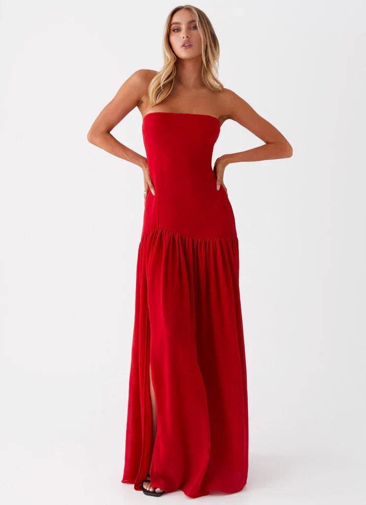 Vestido Longo Tomara que Caia  Com Fenda Vivella Eden