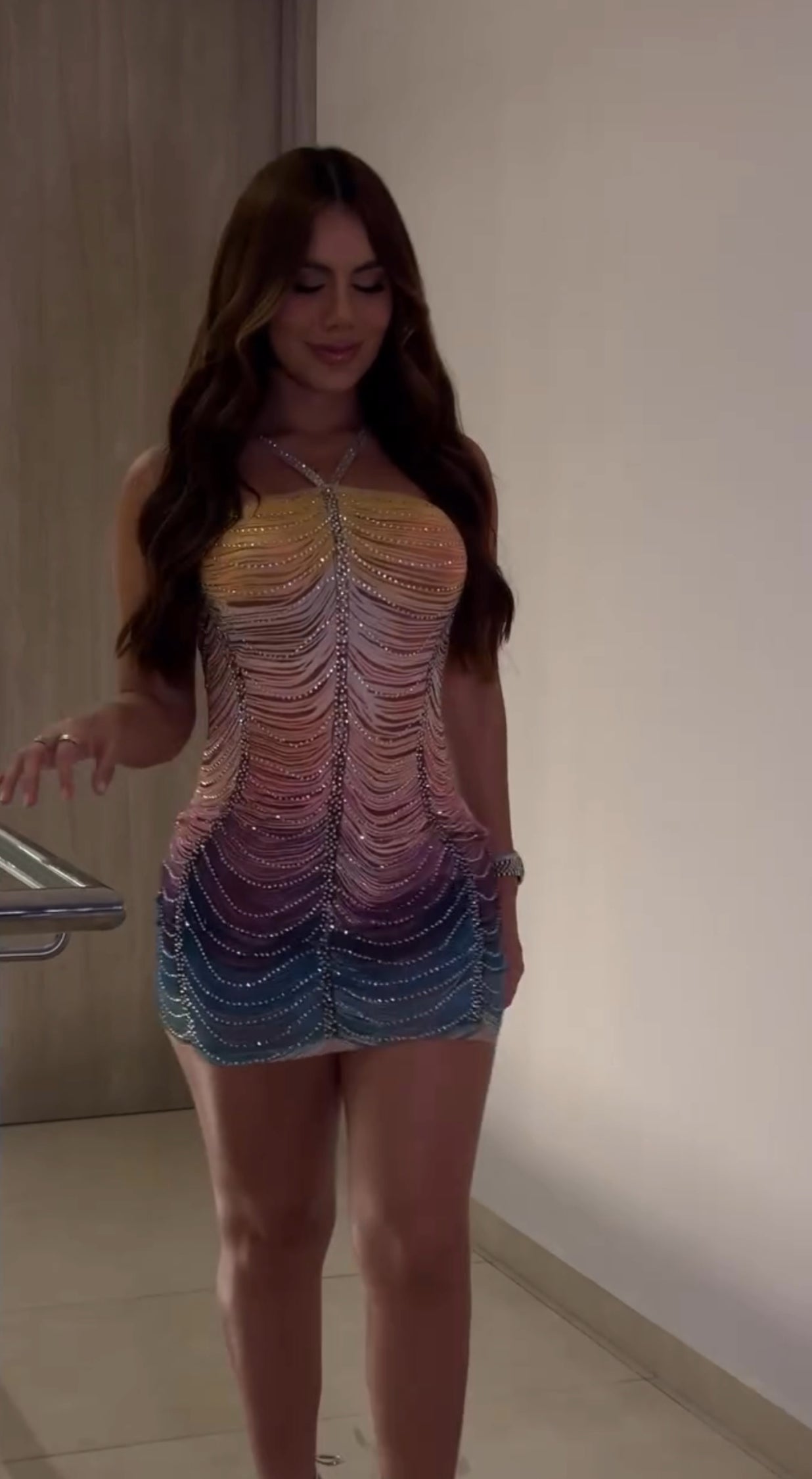 Vestido Degradê com Brilho Vivella Sabine