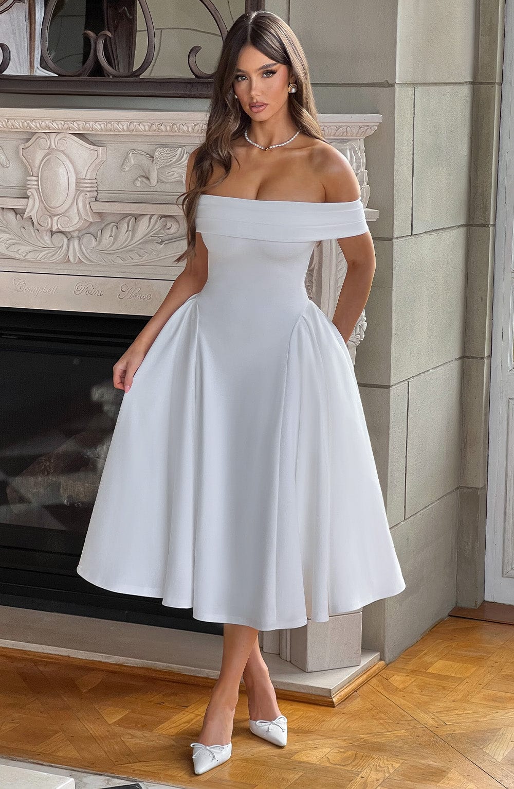 Vestido Midi Ombro a Ombro Vivella Princess