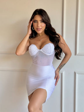 Vestido Cirrê com Tule e Strass Degradê Vivella Delux - FULL