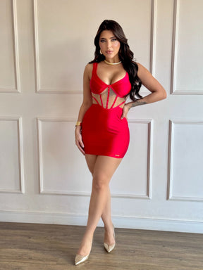 Vestido Curto Efeito Corselet Acetinado Vivella Francine - FULL