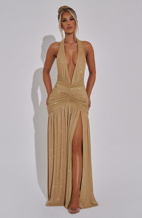 Vestido Longo com Fenda Vivella Coven